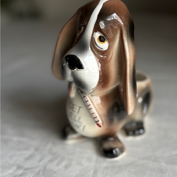 Adorable Brown and White Dog Planter with Get Well Soon Message Green Gift - Picture 2 of 13